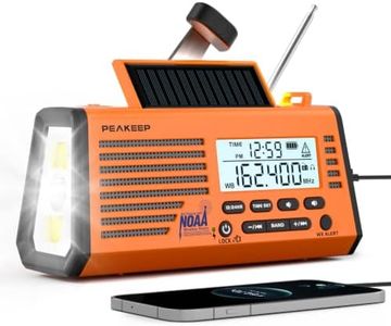 Peakeep Emergency Radio NOAA Weather Alert Battery Solar Crank Powered - Portable Radio AM/FM/SW, Rechargeable Battery 18500mWh, SOS Siren Flashlight Lamp for Home Car Camping Storms Blackouts Prep