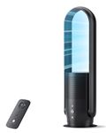 Ultty Bladeless Tower Fan, Bladeless Fan with Air Purifier, Ultra Queit with Remote, Touch, Timer, HEPA Filter, 80cm Oscillating 9 Speeds, 3 Modes, CR022D Black