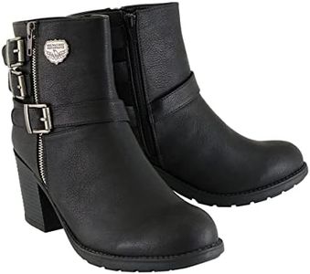 Milwaukee Performance Women's Triple Buckle Side Zip Boots with Platform Heel (Black, Size 10)