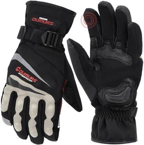 Oumurs Winter Motorcycle Gloves, Rainproof Waterproof Riding Gloves with Touchscreen, Motorcycle Winter Gloves for Men, for Riding, ATV, UTV, Snowmobile - Gray, XL