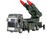 SR TOYS Missile Launcher Truck Military Army Vehicle Model with Lights Sounds, A Launchable Missile Military Die-cast Car Toys Pull Back Car Gift for Boys and Girls(A)