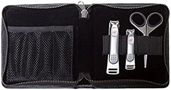 Seki Edge Men's Premium Grooming Kit (MS-01) Mens Grooming Kit with Nail Clippers & Nostril Scissor - Manicure & Pedicure Professional Grooming Kit with Genuine Leather Case