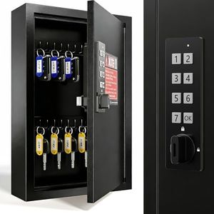 Grimtron 40 Keys Key Lock Box,Resettable Key Cabinet,Easy Installation Key Box Wall Mount with 40 Key Tags (Black electeonic Key Box)