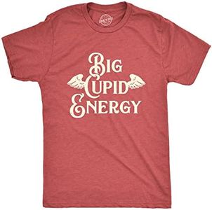 Mens Funny Valentines Day T Shirts Sarcastic Valentines Day T Shirts for Men (Heather Red - Big Cupid Energy) - S