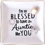 Titanape Auntie Gifts from Niece Nephew Trinket Dish, "I'm so blessed to have an Auntie like You" Ring Dish, Gifts for Auntie Birthday Gifts, Aunt Chrismas Mother's Day Wedding Presents