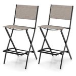 GiantexUK 3 Piece Bistro Set, Garden Dining Furniture Set with Round Bar Table and 2 Folding Chairs, Outdoor Garden Furniture Set for Patio Backyard Poolside (2 Armless Bar Chairs)