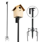 Bird Feeder Pole Mount Kit 80 Inch - Adjustable Hummingbird Feeding Bird House Pole Support Rod Universal Stand Set with 5 Prongs for Outdoor, Yard, Garden Decor, Black 1 Pack