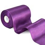 TONIFUL 4 Inch Wide Purple Solid Satin Ribbon 22yd Fabric Large Ribbon for Wedding Car Cutting Ceremony Grand Opening Chair Sashes Table Bows Floral Sewing Craft Gift Wrapping Party Decoration