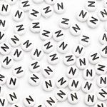 500Pcs Acrylic Letter Beads 7x4mm Alphabet Beads for Jewelry Making Letter N Beads for Bracelets Making Necklaces DIY