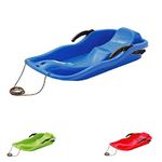 Blue sledge Race, plastic snow glitter with pulling rope and steering brakes