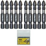 10 x SabreCut SCPH250_10 50mm PH2 Impact Screwdriver Driver Bits Set Single Ended Phillips No.2 Heavy Duty Including Storage Box