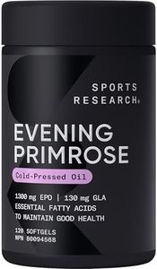 Sports Research Evening Primrose Oil (1300mg) Cold-Pressed with No fillers or Artificial Ingredients, Non-GMO Tested - Gluten and Soy Free (120 Liquid Softgels)