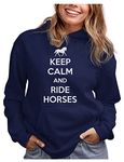 Tstars Horse Gifts for Women Teen Girls Equestrian Keep Calm and Ride Horses Hoodie Medium Blue