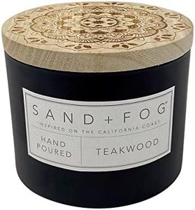 Sand + Fog Scented Candle - Teakwood – Additional Scents and Sizes – 100% Cotton Lead-Free Wick - Luxury Air Freshening Jar Candles - Perfect Home Decor – 12oz