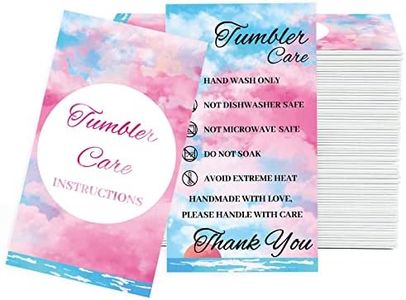 PLIGREAT 120 Pcs Tumbler Care Instructions Cards Cups Care Washing Tips Card Double Sided Printing Thank-You Card Customer Directions Card for Handmade Mugs Online Shop Owner Gift Package Insert Card