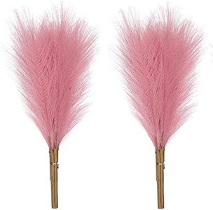 YXZZWL 12 PCS Faux Pampas Grass Decor Tall 18"/45CM Artificial Pompous Grass Small Fake Pompas Vase Filler for Home Boho Decor (Dark Pink)