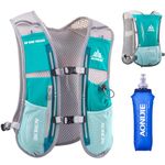 Azarxis Hydration Pack Backpack 5L 5.5L Running Race Vest for Men Women Marathon Trail Hiking (Light Blue (5L) - with a Soft Water Bottle (500ml))