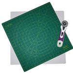 The Quilted Bear 360° Rotating & Lockable Self-Healing Cutting Mat 18" x 18" with 45mm Rotary Cutter - Green: Your Ultimate Crafting Companion for Precision and Convenience.