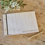 Ginger Ray Wooden 'Happily Ever After' Wedding Guest Book with 32 Blank Pages, Neutral