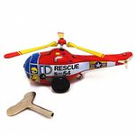 MS653 Mini Rescue Helicopter Retro Clockwork Wind Up Tin Toy