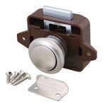 BQLZR 26mm Opening Hole Brown and Silver Keyless Push Button Cabinet Latch Knob for RV/Motorhome Caravan Boat Cupboard Cabinet Door