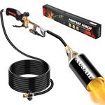 Propane Torch Weed Burner,Blow Torch,Heavy Duty,High Output 1,200,000 BTU,Flamethrower with Turbo Trigger Push Button Igniter and 10 FT Hose for Roof Asphalt,Ice Snow,Road Marking,Charcoal(Black）