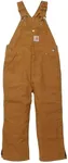 Carhartt Boys' Insulated Canvas Bib Overalls, Carhartt Brown Duck - Lined, 10