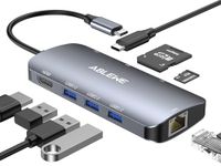 ABLEWE USB C Hub Adapter, ABLEWE 8 in 1 USB C Adapter with 4K USB C to HDMI,SD/TF Card Reader and Ethernet,3 USB 3.0 Ports,87W Power Delivery,for MacBook Pro, iPad Pro 2019, Pixelbook, XPS, and More