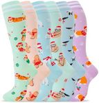 fenglaoda Compression Socks for Women Men Support Circulation 6 Pairs Socks For Nurse, Travel, Flight