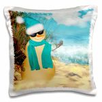 Sandy Beach Sandman with Ocean View Fun Spoof on A Snowman, Pillow Case, (pc_173007_1)