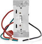 Leviton Toggle Slide Dimmer Switch for Magnetic Low Voltage, LED, Halogen and Incandescent Bulbs, TSM10-1LW, White