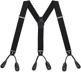 Button Braces for Men Y-Back Genuine Leather Trimmed Button End Tuxedo Trousers Pant Braces Mens Suspenders Solid Color