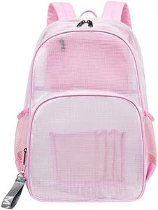 mygreen Clear Transparent PVC School Backpack, Heavy Duty Clear Backpack for Work, Security, Sporting Events (Pink, Large)