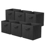 ShellKingdom Storage Bins, Foldable Fabric Storage Cubes and Cloth Storage Organizer Drawer for Closet and Toys Storage (Black, 6)