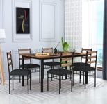 ANISHWAR Metal Framing 6 Seater Dining Set | Engineered Wood Top | 6 Seater Table for Living Room Dinning Room Hall Home (Honey Finish & Black Cushioned) | DIY (Do It Yourself)