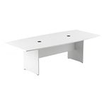 Bush Business Furniture Conference Table for 6-8 People with Wood Base in White | Boat Shaped 8 Foot Desk for Office Boardrooms and Training Rooms | 96Wx42D