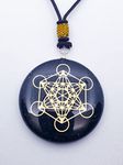 Reiki Energy Charged Black Tourmaline Stone with Copper foil, Metatron Symbol ORGONE Pendant Powerful EMF Blocker Orgone Pendant