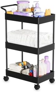 Volnamal Baby Diaper Caddy – Plastic Diaper Organizer for Nursery Essentials, Movable Cart for Changing Table & Crib, Easy to Assemble, Black