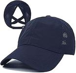 AoMoon Criss Cross Adjustable Ponytail Baseball Cap Quick Drying Sun Hats UV Protection Sport Cap for Women (Navy Blue)