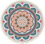 Terafeels Machine Washable Rug 2ft Short Pile Living Room Round Rug Boho Floral Rugs for Bedroom Study Office Hallway Children's Room and Kitchen Vintage Ultra-Thin Throw Carpet Circle 60x60, 306060