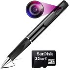 4K Pen Camera 1080p HD Video & Audio Recording Free 32GB Memory Card Mini Slim Metal Body Portable Hidden Pen Camcorder Pen Gadget HD Video Recorder for Home Office Meeting Security Camera