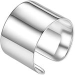 PROSTEEL 925 Sterling Silver Ring 15mm Flat Plain Wide Band Ring Adjustable Men Women Jewelry