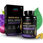 Alpha Mortal Biotin supplement for Hair Growth | With Biotin, Vitamin E, C, A & Zinc | Fights Brittle Nails, Nourished Scalp & Glowing Skin | Keratin & Bamboo extract for Dandruff | 60 capsules