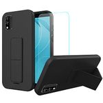 Case for BLU C5 Max/BLU C5L Max 2024 Phone Case with Tempered Glass Screen Protector Hidden Folding Kickstand Protective Cover Silicone TPU Case for BLU C5 / C5L Max- Black