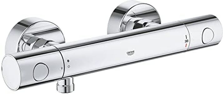 GROHE Precision Get 34773000 Thermostatic Shower Mixer Tap (Water-Saving, Ergonomic Metal Handle, Safety Lock at 38 °C, Durable), Chrome