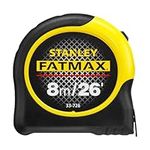 STANLEY FATMAX Tape Measure Blade Armor 8 M Metric and 26 FT Imperial Shock Resistant with Mylar Coating and Cushion Grip 0-33-726