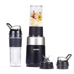 AGARO Primo Plus Personal Blender with 2 (500ml) Jars, 500 Watts Smoothie Maker with 100% Copper Motor, 24,500 RPM, 6 Leaf Stainless Steel Blade, Milkshakes, Use for Gym, Office & Kitchen, Black