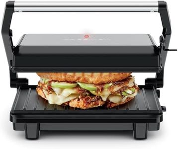 Chefman 4 Slice Panini Press, Indoor Grill and Gourmet Sandwich Maker, Nonstick Plates Open 180 Degrees, Adjustable Temperature, Floating Hinge for Thick Bread and Rolls, LED Indicators, Black