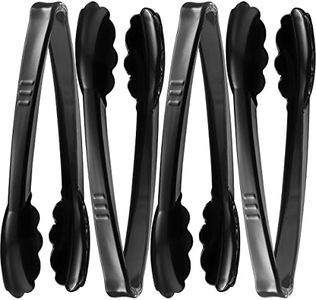 Plastic Tongs for Serving (Pack of 12) 9 Inch - Heavy-Duty Hard Plastic Reusable or Disposable Serving Tongs for Catering, Dinner Parties, Banquets, Buffets, Events, Weddings and Everyday Use, Black