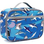 FlowFly Kids Lunch Box Insulated Soft Bag Mini Cooler Back to School Thermal Meal Tote Kit for Girls, Boys, Shark